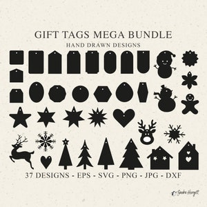 Pacchetto di etichette regalo in formato SVG, modello di etichetta regalo di Natale, etichette clipart per calze in formato SVG PNG EPS JPG, etichette in formato SVG, file tagliati al laser fai da te per etichette per baby shower
