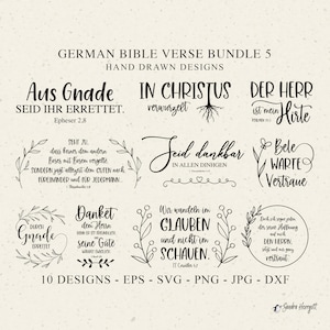 Arquivo de plotter de versos da Bíblia em alemão Svg Dxf Png Eps Jpg Acredite Cricut Graça Silhueta Fé Escritura Clipart Misericórdia Cristã Arquivo de corte de vinil