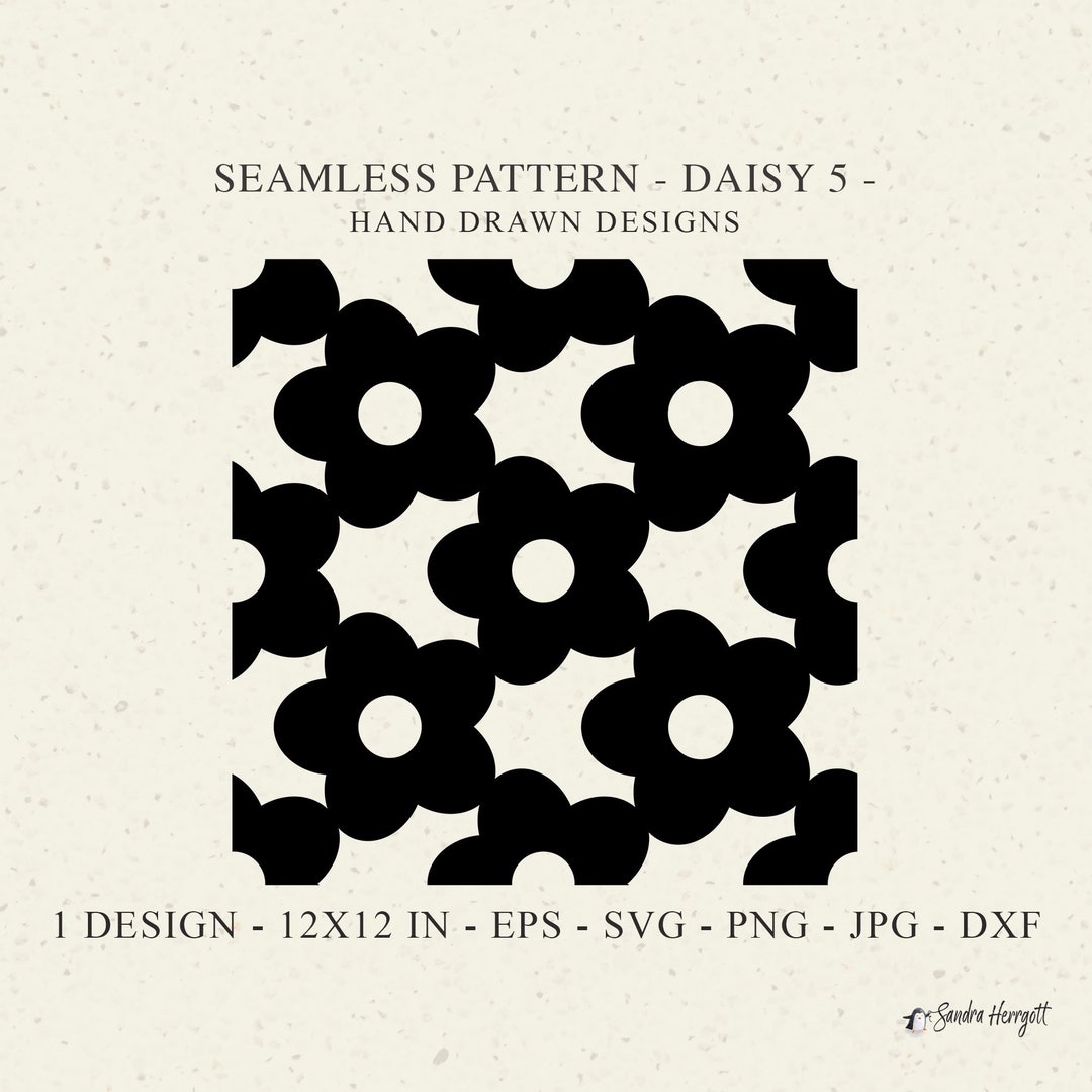 Daisy Seamless Pattern SVG DXF PNG Eps Jpg Flower Cricut Background