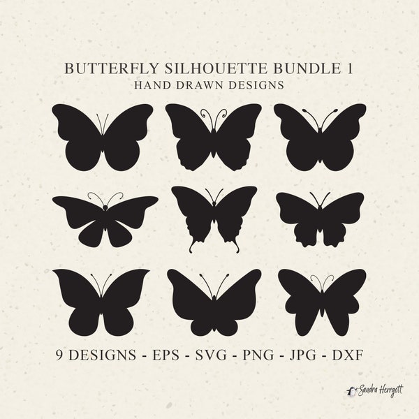 Butterfly Plotter File SVG DXF PNG Eps Jpg Insect Cricut Animal Silhouette Download Plotting Bundle Cute Vinyl Cut File Stencil Icon Clipart