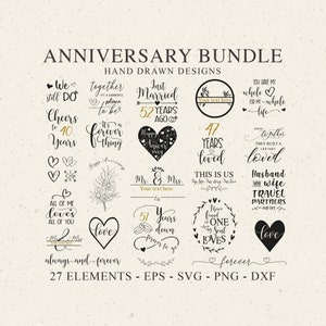 Anniversary Svg Bundle, Anniversary Cut Files, Anniversary Icons, Anniversary Dxf, Png, Eps, Anniversary Cricut, Cute Anniversary Clipart