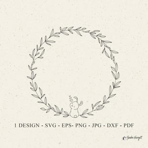 Couronne de lapin traceur fichier Svg Dxf Png Eps Pâques printemps botanique Cricut Silhouette lapin mignon Clipart vinyle découpé au laser fichier modèle DIY