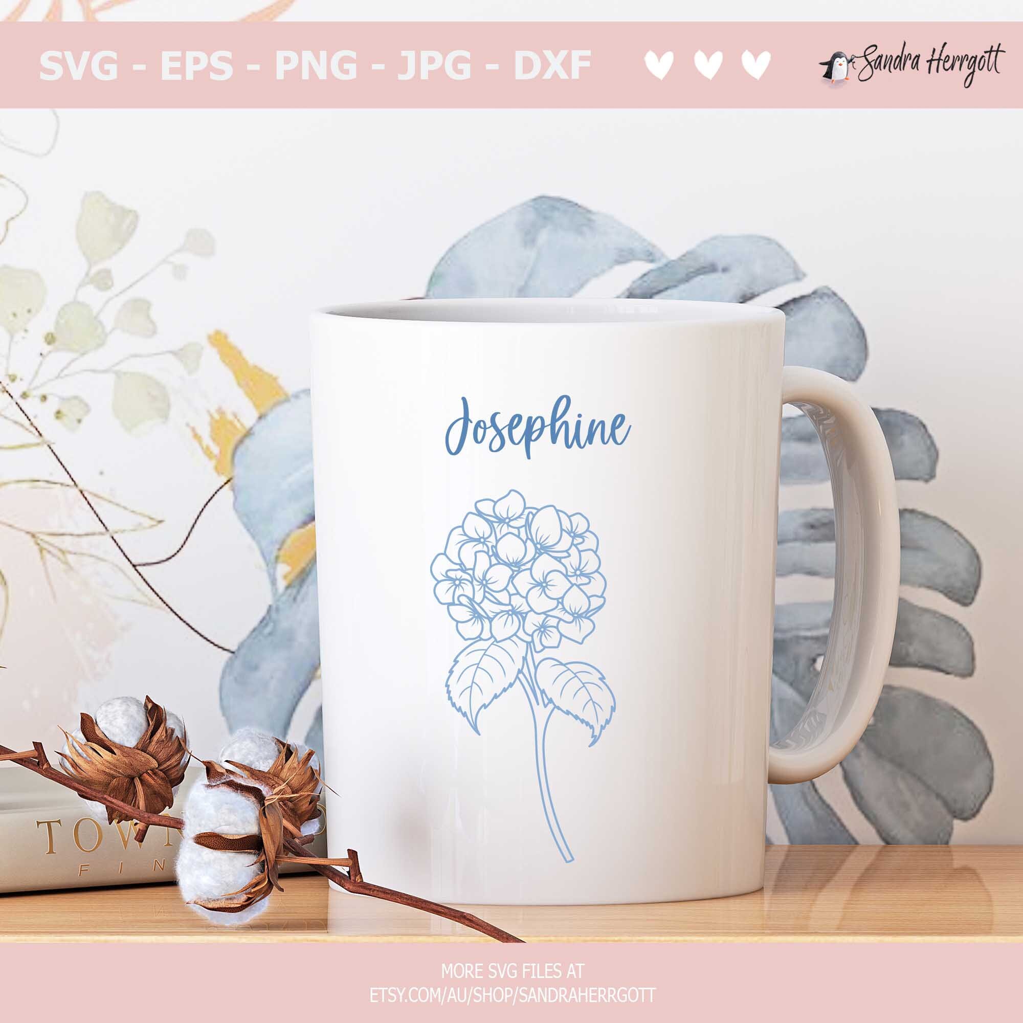 Hydrangea Plotter File Svg Dxf Png Eps Jpg Cute Wildflower Cricut ...