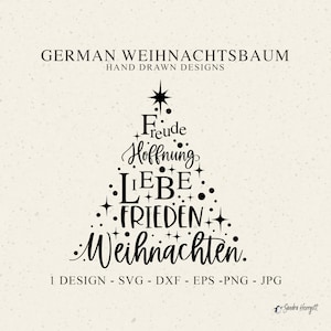 German Christmas Tree Plotter File Svg Dxf Png Eps Jpg xmas tree Cricut star Silhouette Download joy hope love peace cute vinyl cut file