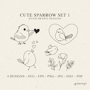 Niedlicher Spatz Plotterdatei svg Dxf Eps Png Jpg Pdf Frühling Vogel Cricut Baby Tier Clipart Vinyl Laser Cut Datei Valentine Silhouette Singing