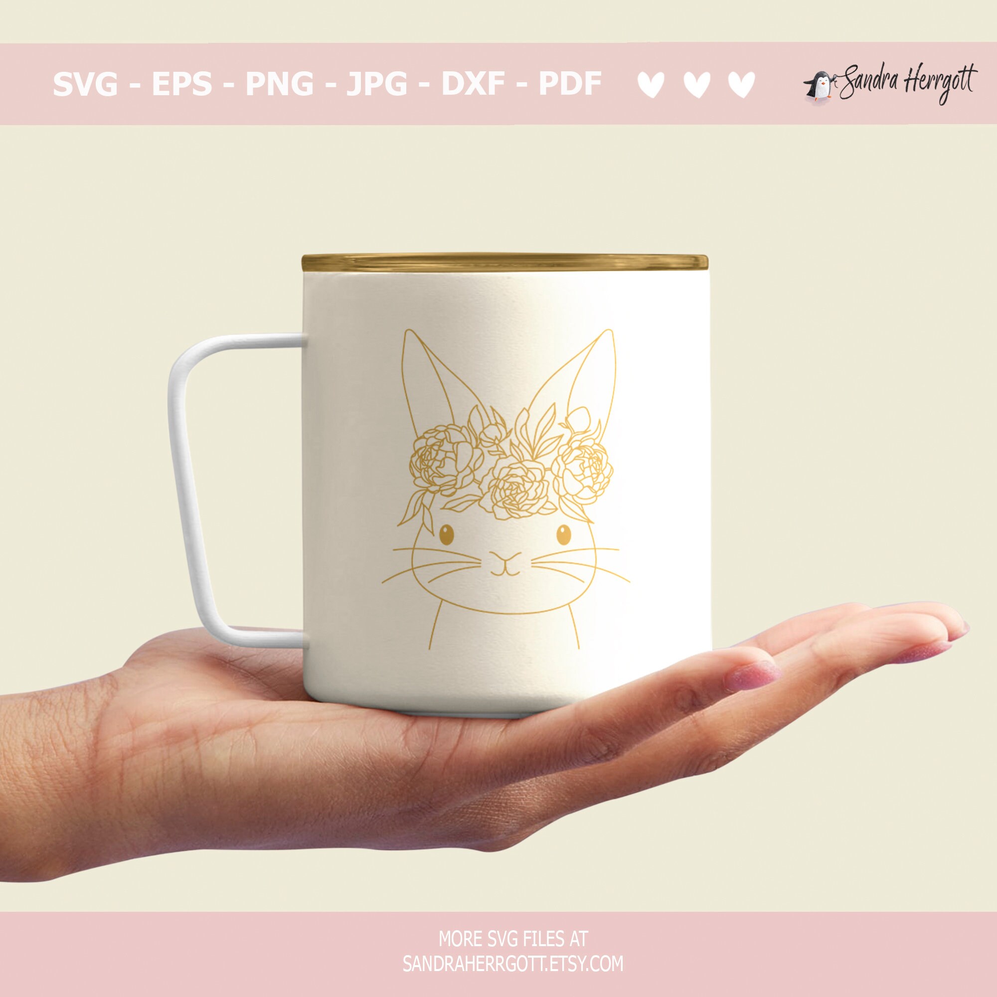 Cute Floral Bunny Plotter File Svg Dxf Png Pdf Jpg Botanical Cricut ...