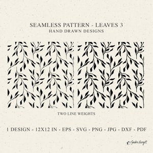 Blatt Ast Muster SVG Dxf Png Eps Jpg Pdf Herbst Cricut Herbst Hintergrund Plotterdatei Herbst Tapete Botanische Clipart Vinyl Laser-Cut Datei