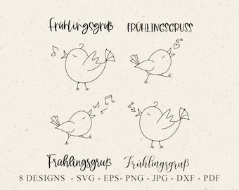 Bird Spring Greeting Plotter File Svg Dxf Png Eps Jpg Pdf Sweet Baby Animal Cricut Cute Silhouette Chick Clipart Vinyl Cut File DIY Stencil