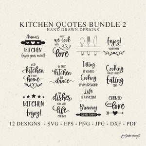 Arquivo de plotter de cozinha Svg Dxf Png Eps Jpg Cozinha Cricut Aproveite sua refeição Arquivo de vinil cortado a laser cozido com amor clipart Cozinha da mamãe assando