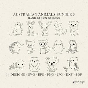 Australische Tier Plotterdatei Dxf Png Jpg Süß Aussi Baby Possum Koala Cricut Echidna Silhouette Känguru Dingo Echidna Bilby Clipart