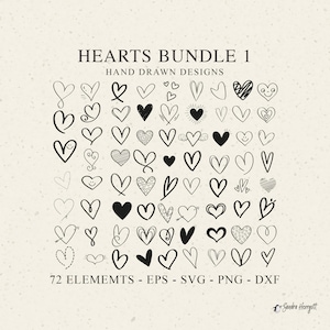 Heart Svg Bundle - Hearts Svg, Love Svg, Valentine Days Svg, Cute Heart Cut Files, Heart Icons, Dxf, Png, Eps, Heart Cricut, Heart Clipart