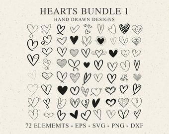 Heart Svg Bundle - Hearts Svg, Love Svg, Valentine Days Svg, Cute Heart Cut Files, Heart Icons, Dxf, Png, Eps, Heart Cricut, Heart Clipart