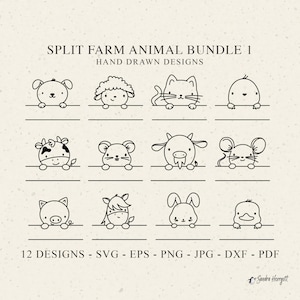 Farm Split Animal Plotter File Svg Dxf Png Jpg Baby Pig Cow Horse Cricut Chick Sheep Silhouette Goat Clipart Cat Dog Vinyl Laser Cut File