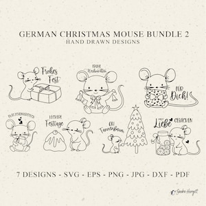 DEUTSCHE Weihnachten Maus Plotterdatei Dxf Pdf Jpg Baby Tier Cricut Baum Silhouette Geschenk Laser Cut Datei vorhanden Glocke