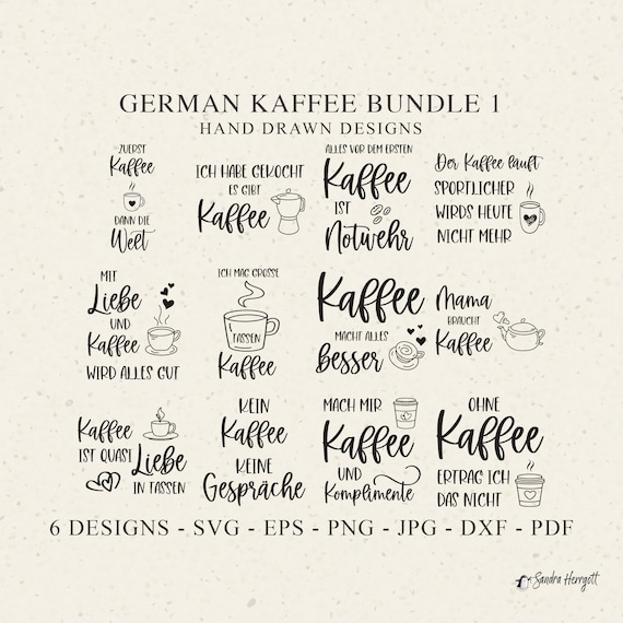 German Kaffee Plotter File Svg Dxf Png Jpg Pdf funny coffee saying Cricut Cup Mug Silhouette Mama  quote Clipart Cute Vinyl Cut File lover
