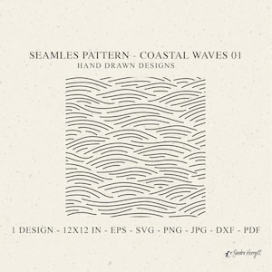 Küsten Ozean Welle Musterdesign SVG Dxf Eps Png Jpg Pdf Cricut Hintergrund Plotterdatei Tapete Clipart Vinyl Laser Cut Datei Silhouette