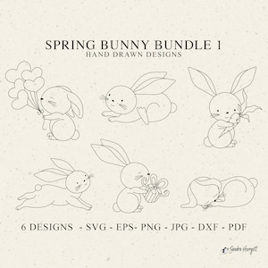 Lapin de printemps fichier traceur Svg Dxf Eps Png Jpg Pdf bébé animal Cricut lapin Clipart Silhouette vinyle découpé au Laser fichier modèle de pochoir bricolage
