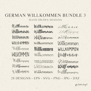 German Welcome Plotter File SVG DXF PNG Hand-lettered Sign Cricut Brother Canvas Silhouette Download Plotting Bundle Welcome Signage Clipart