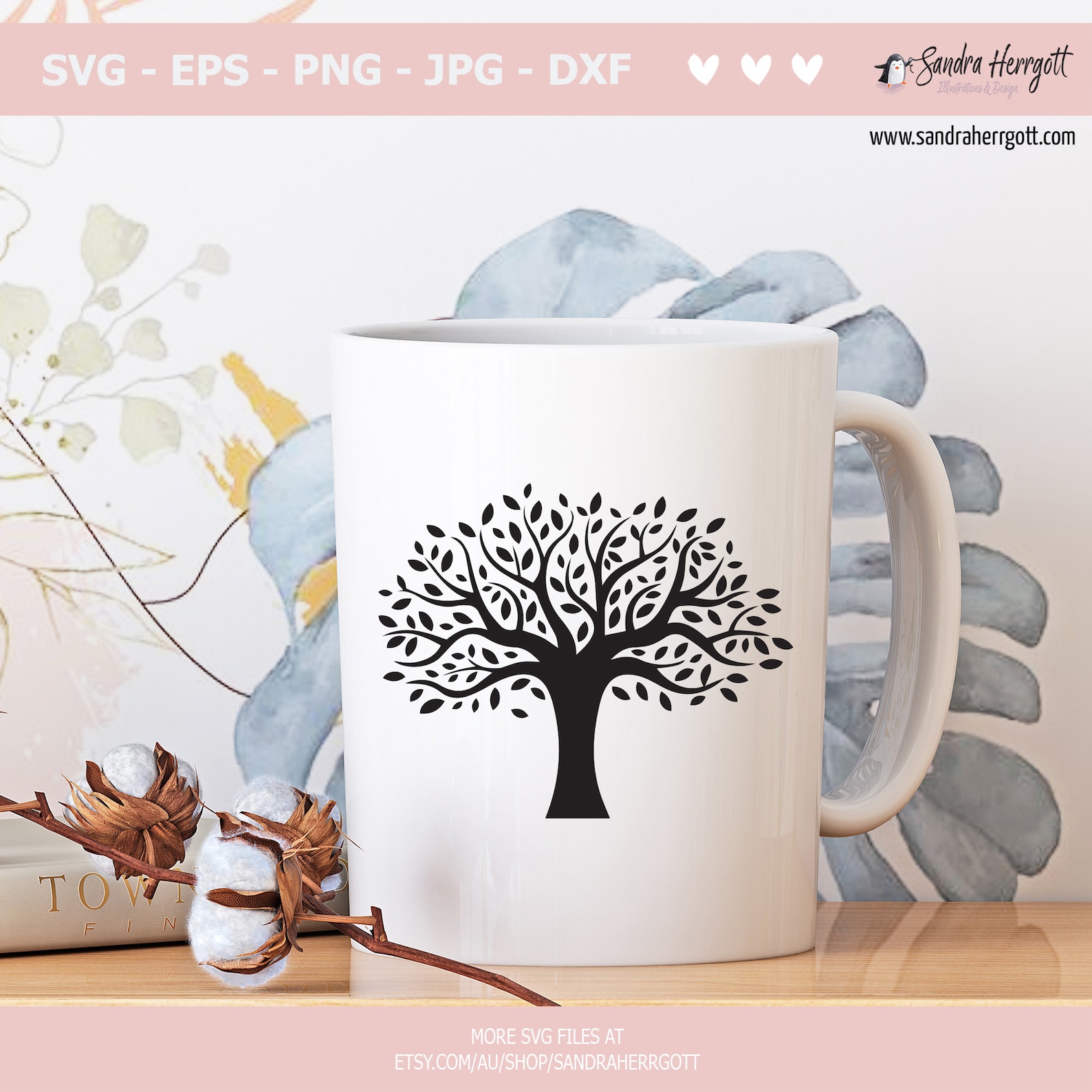 Oak Tree Plotter File SVG DXF PNG Leaves Cricut Brother Canvas ...