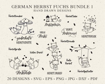 Deutscher Herbst Fuchs PlotterdateiSvg Dxf Jpg PNG EPS Pdf Hallo Herbst Gruß Cricut Tier Silhouette Swing Clipart Tea Time Vinyl Laser-Schnitt