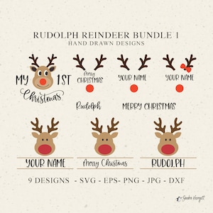 Reindeer Svg Bundle, Reindeer Name Svg, Rudolph Svg, reindeer face svg, Christmas sign svg, xmas ornament svg, deer svg, Funny Christmas SVG