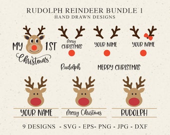 Reindeer Svg Bundle, Reindeer Name Svg, Rudolph Svg, reindeer face svg, Christmas sign svg, xmas ornament svg, deer svg, Funny Christmas SVG