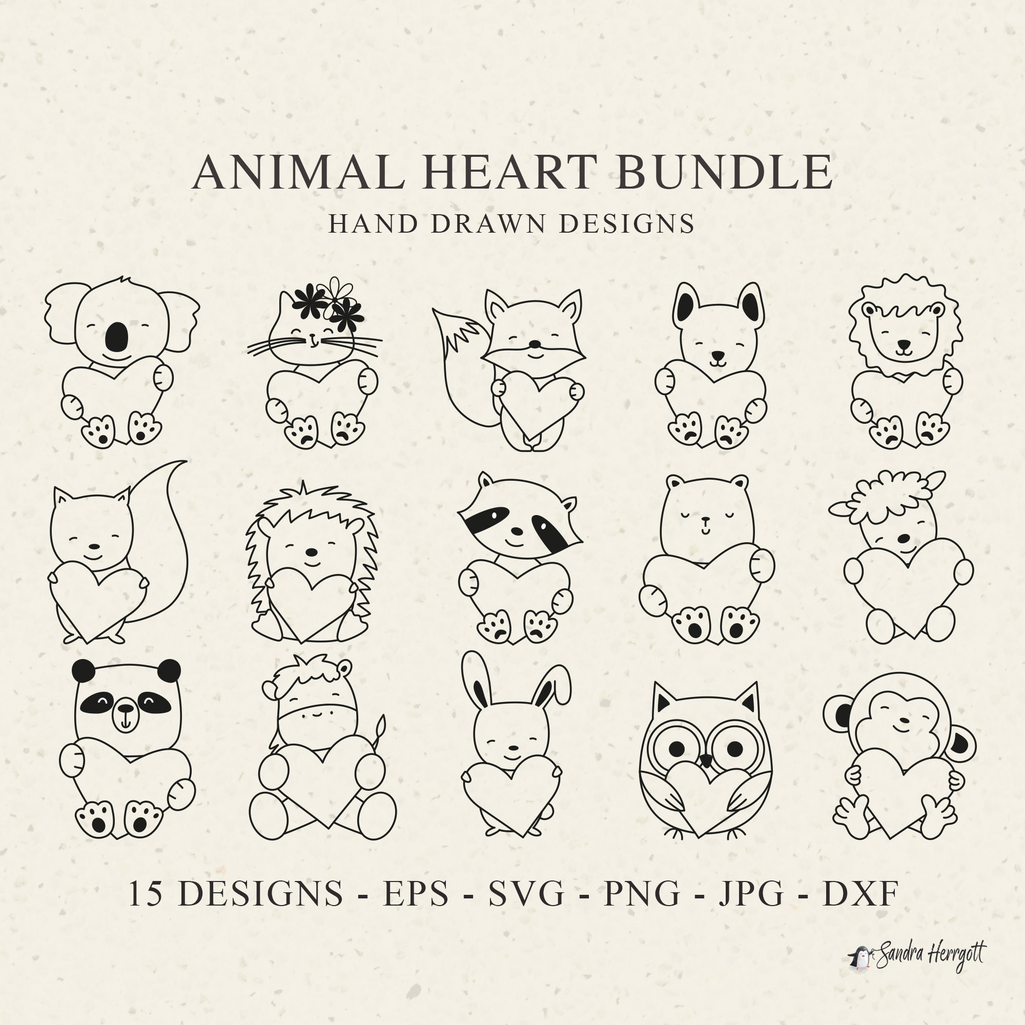 Animal Heart Plotter File SVG DXF Cricut Cute Koala Fox Racoon - Etsy ...