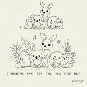 Australische Tier Plotter Laser Cut Datei Aussi Cricut Känguru Silhouette Schnabeltier Schablone Koala Clipart Echidna Quoka