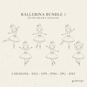Söt ballerina plotterfil svg dxf png eps jpg dans clipart balett cricut dansare silhuett dans laserskuren mall stencil monogram