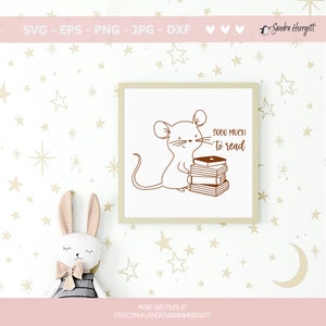 Mouse Reading Plotter File SVG DXF PNG Whimsical Cricut Cute Silhouette ...
