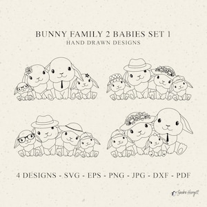 Bunny Familie PlotterdateiSvg Dxf Png Jpg Pdf Baby Papa Mama Schwester Bruder Kind Tier Cricut Kaninchen Clipart Silhouette Vinyl Laser Cut Datei