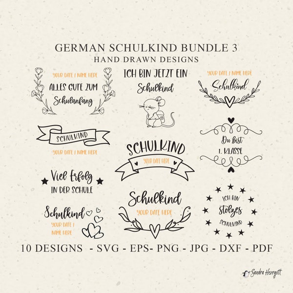 German Schulkind Plotter File Svg Dxf Png Eps Jpg Schuleinführung Cricut Cute Mouse Silhouette Floral Clipart Bundle Banner Vinyl Cut File