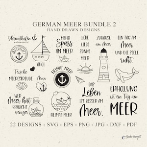 German Meer Plotter File Svg Dxf Png Eps Jpg Pdf Anker Cricut Wale Silhouette Bottle Clipart Vinyl Laser Cut File Boat Lighthouse Erholung