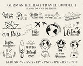 German Travel Plotter File Svg Dxf Png Jpg Pdf Happy Holiday Cricut Plane Silhouette Paper Boat Clipart Vinyl Laser Cut File Bag Car Earth