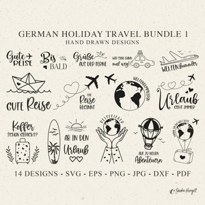 German Travel Plotter File Svg Dxf Png Jpg Pdf Happy Holiday Cricut Plane Silhouette Paper Boat Clipart Vinyl Laser Cut File Bag Car Earth