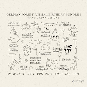 Geburtstags-Plotter Waldtiere Geburtstags-Plotter glücklicher Fuchs Cricut niedlicher Bären-Clipart-Vogel-Eichhörnchen-Hirsch-Hirsch-Häschen-Kuchen-Geschenk
