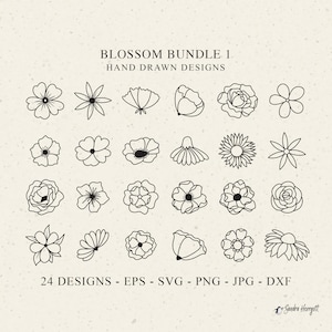 Blüte Plotterdatei SVG DXF PNG Hochzeitsdeko Clipart Dekoratives Element Blume Cricut Floral Silhouette Vinyl Cut Datei niedlich