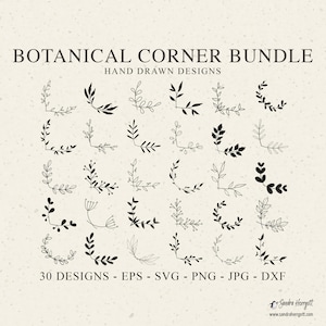 Botanische Ecke SVG-Bundle, Dekorative Natürliche Blatt Ecke SVG, Hochzeitsdeko Clipart, Botanische Ecke Cut Files für Cricut und Silhouette