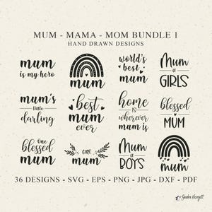 Mum Mom Mama Plotter Laser Cut DateiSvg Dxf Png Jpg Eps Cricut Gesegnete Clipart Weltbeste Silhouette Monogramm DIY Schablone von Jungen Mädchen