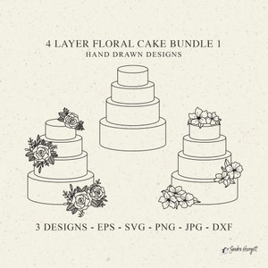4 Schicht Blumen Kuchen Plotterdatei Dxf Png Jpg Rose Hochzeitsdeko Cricut Kirschblüte Geburtstag Silhouette Niedlich Botanische Vinyl Cut Datei
