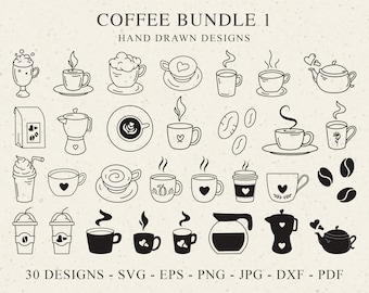 Coffee Cup Plotter File Svg Dxf Png Jpg Pdf Mug lover Cricut Silhouette Italian Pot Clipart Vinyl Laser Cut File DIY Cream Steam Tea Beans