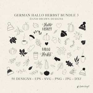 Arquivo de plotter Herbst alemão Svg Dxf Png Eps Jpg Botanical Cricut Leaf Silhouette Cute Pumpkin Clipart Hallo Vinyl Cut File chapéu bolota bebida
