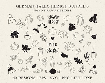 German Herbst Plotter File Svg Dxf Png Eps Jpg Botanical Cricut Leaf Silhouette Cute Pumpkin Clipart Hallo Vinyl Cut File hat acorn drink