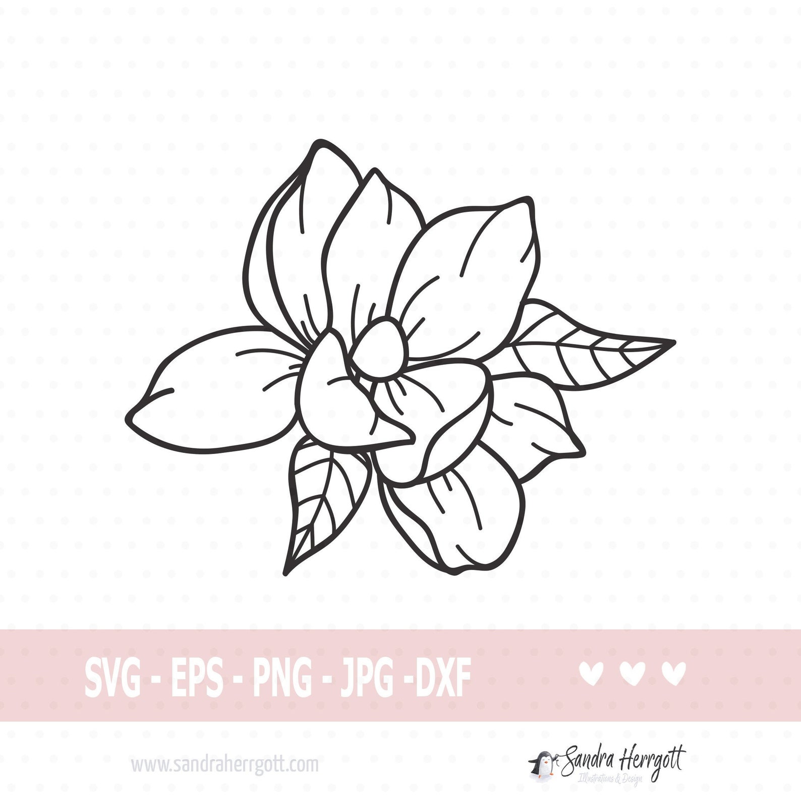 Magnolia Svg Clipart Botanical Flower Cut File Cute Floral | Etsy