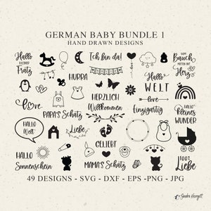 Deutsch Baby PlotterdateiSvg Dxf Png Hallo Welt Cricut Willkommen Silhouette Füße Vinyl Laser Cut Datei Vorlage Katze Clipart Bundle Niedlich Symbol