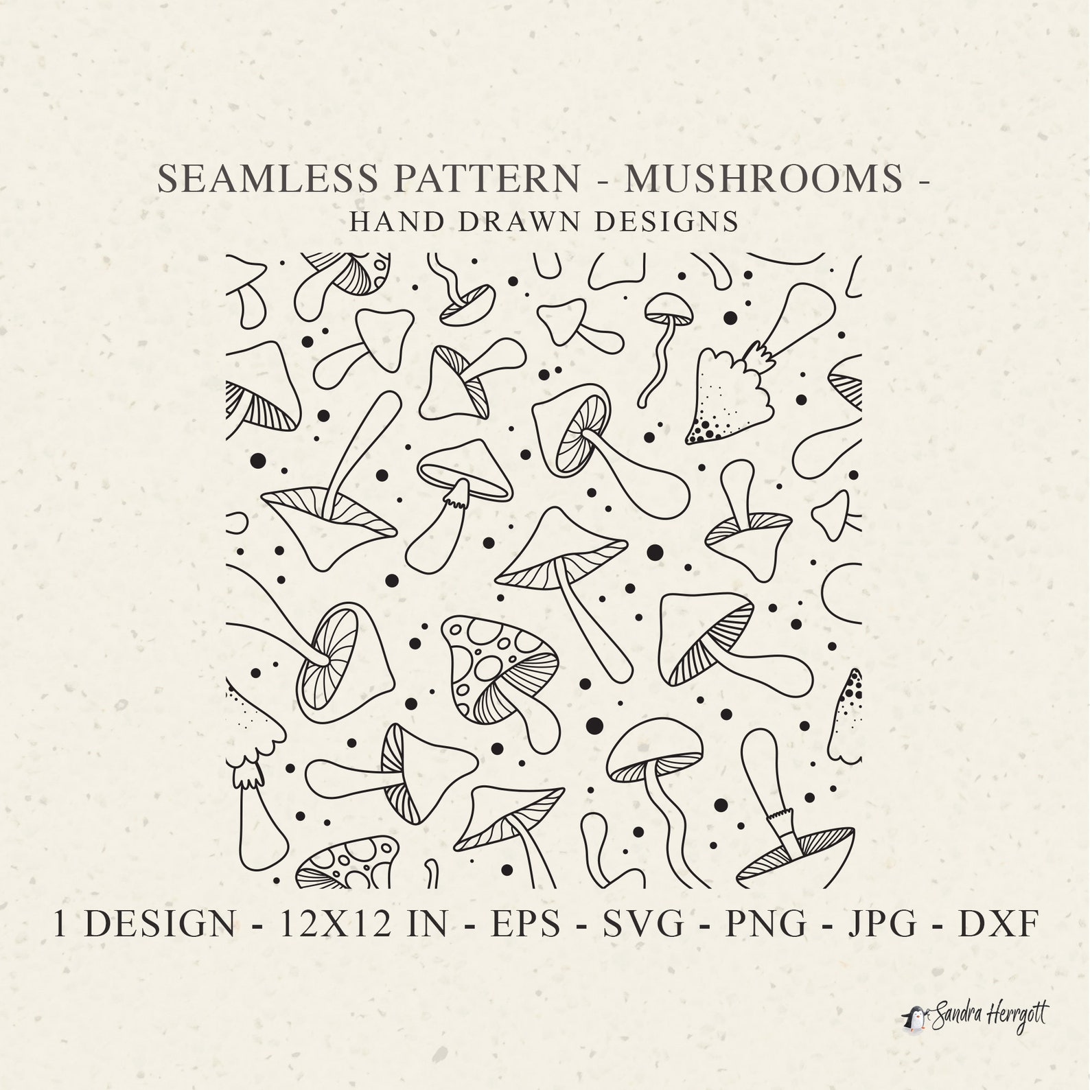 Mushroom Seamless Pattern Svg Dxf Png Jpg Sweet Fall Cricut - Etsy