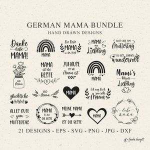 German Mama Plotterdatei SVG DXF Liebling Heart Rainbow Ich Mag Dich Cricut Silhouette Download Plotting Bundle Alles Liebe Zum Muttertag