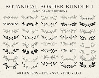 Botanical Border Svg Bundle, Decorative Natural Leaf Border Svg, Wedding Decor Clipart, Botanical Border Cut Files, Wedding Border Svg