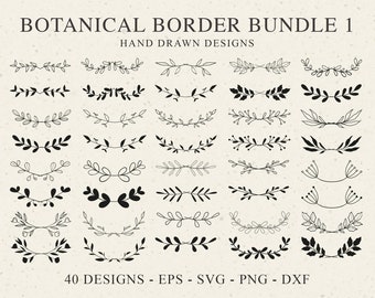 Botanisches Rand-Svg-Bundle, dekoratives natürliches Blatt-Rand-Svg, Hochzeits-Dekor-Clipart, botanische Rand-Schnittdateien, Hochzeits-Rand-Svg