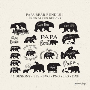 Papa Bär Plotterdatei SVG DXF PNG Niedliches Tier Cricut Lettered Silhouette Bärenjunges Clipart Download Plotting Bundle Vinyl Papierschnittdatei